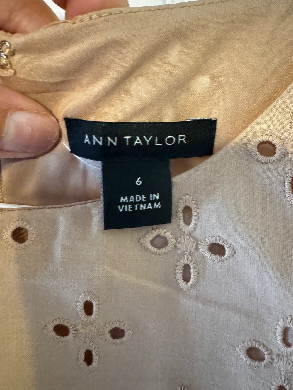 NWT: Ann Taylor Beige Eyelet Midi Dress in Caramel - Picture 2 of 4